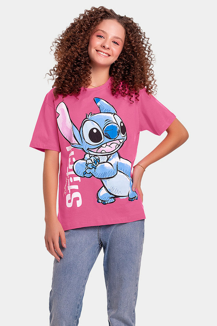 Blusa em meia malha Lilo & Stitch