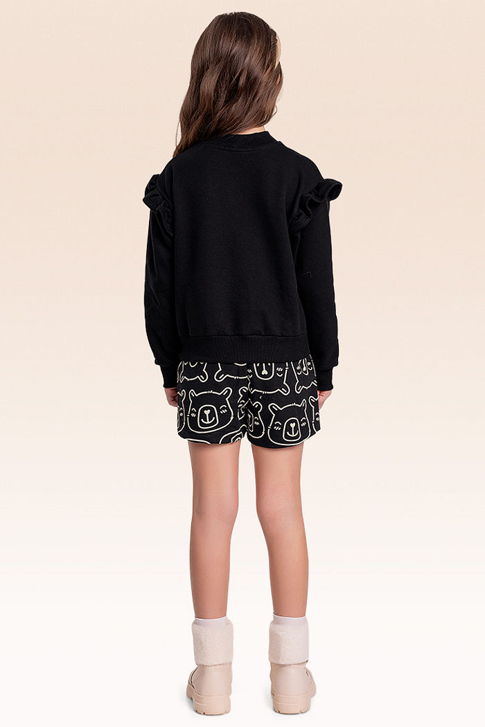 Conjunto blusão e shorts saia