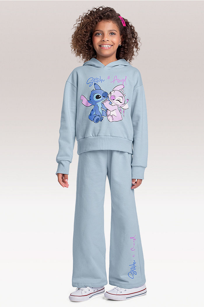 Conjunto blusão com capuz e calça wide e