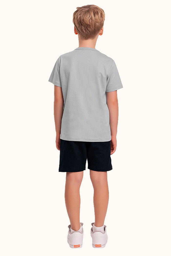 Conjunto camiseta em meia malha e bermuda em moletinho videogame