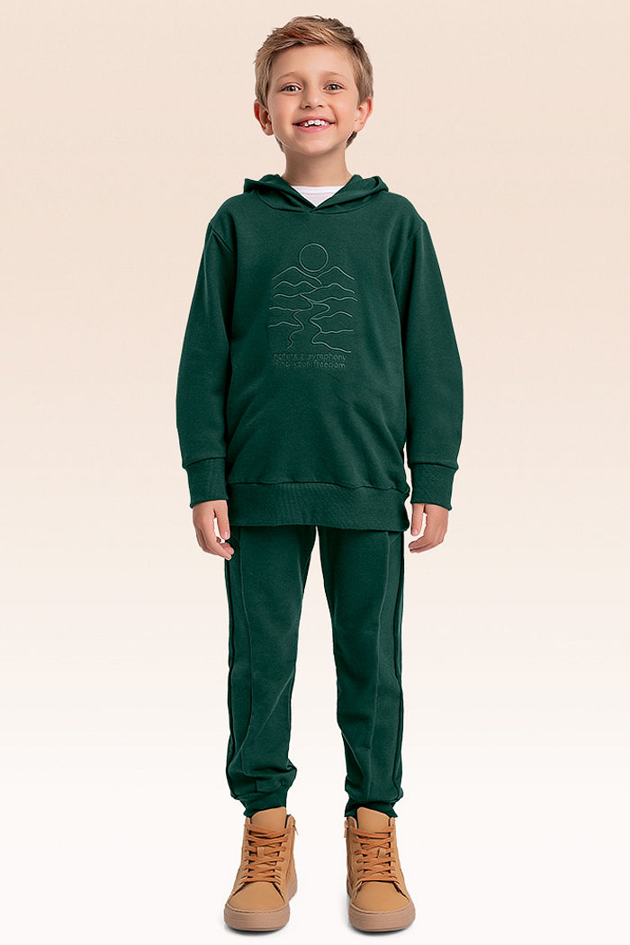 Conjunto blusão com capuz e calça em mol