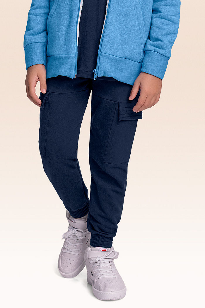 Calça em moletom com bolso