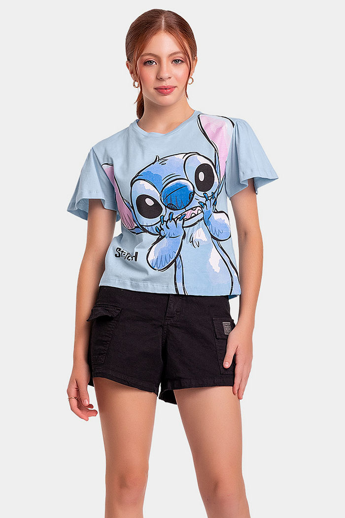 Blusa juvenil Stitch em meia malha