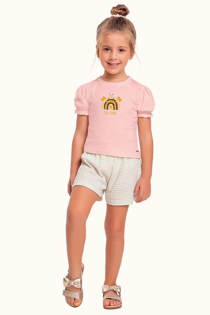 Conjunto blusa em meia malha e short em ribana lurex com lantejoula e glitter