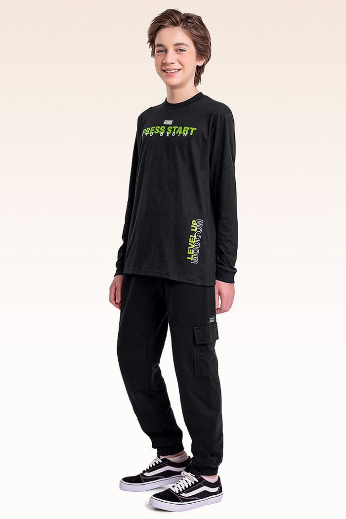 Calça em moletom com bolso