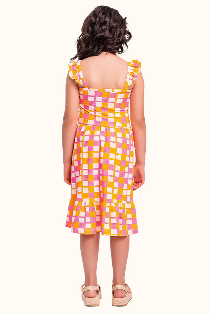 Vestido em malha florence lastex e alcinha xadrez