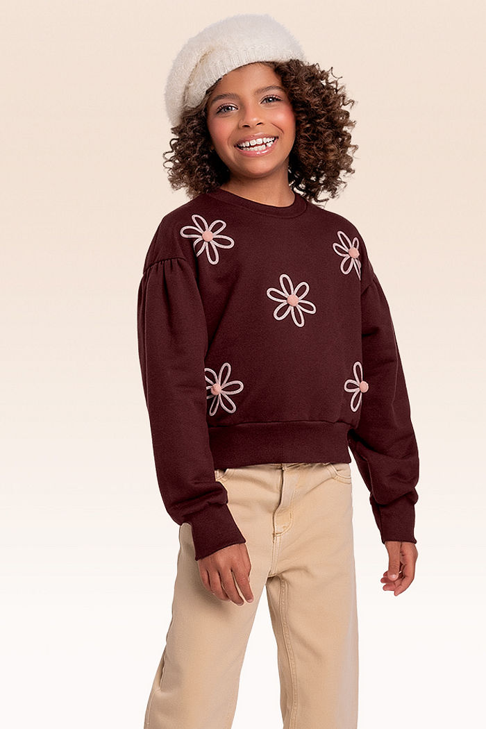 Blusão em moletom flores