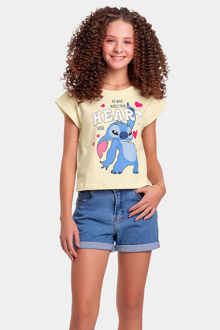 Blusa com glitter Heart Lilo & Stitch