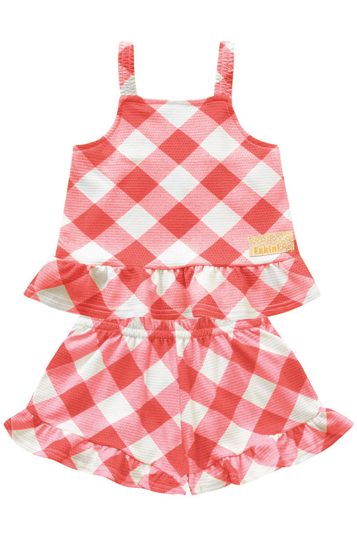 Conjunto regata e short em malha favo vichy