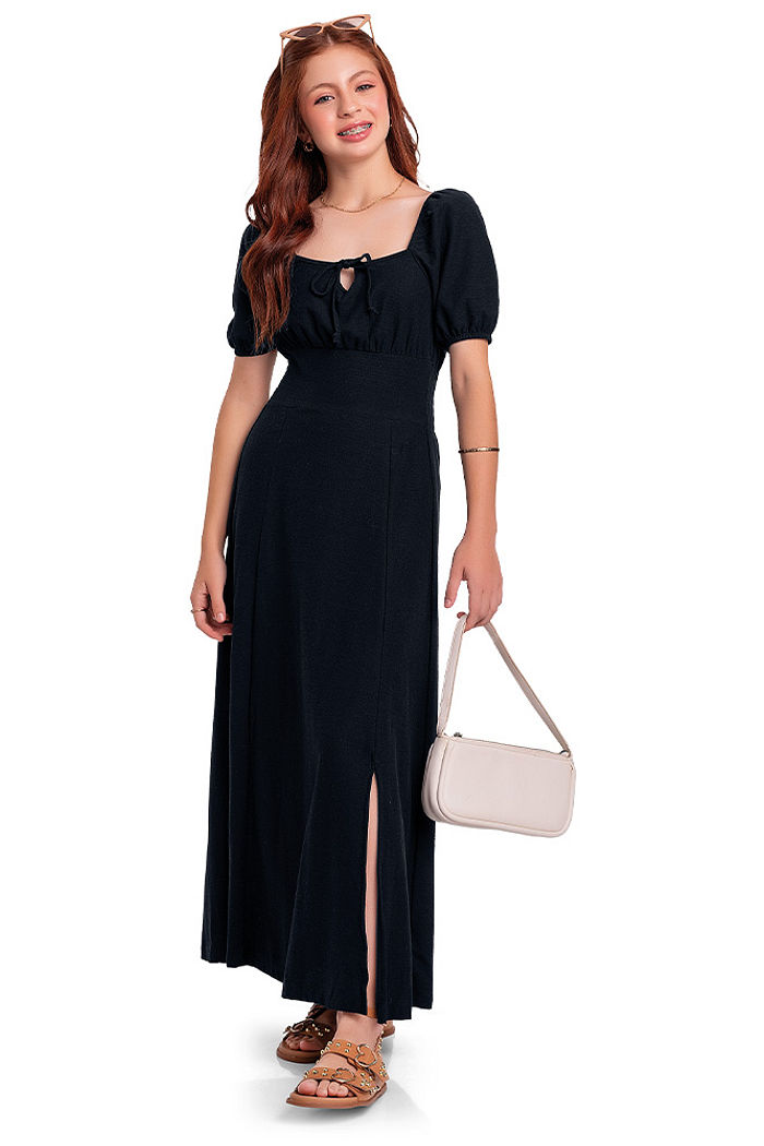 Vestido juvenil longo lastex malha florence