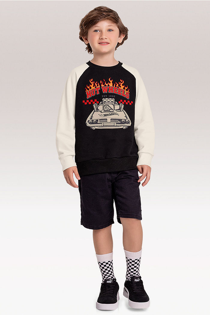Blusão em moletom Hot Wheels