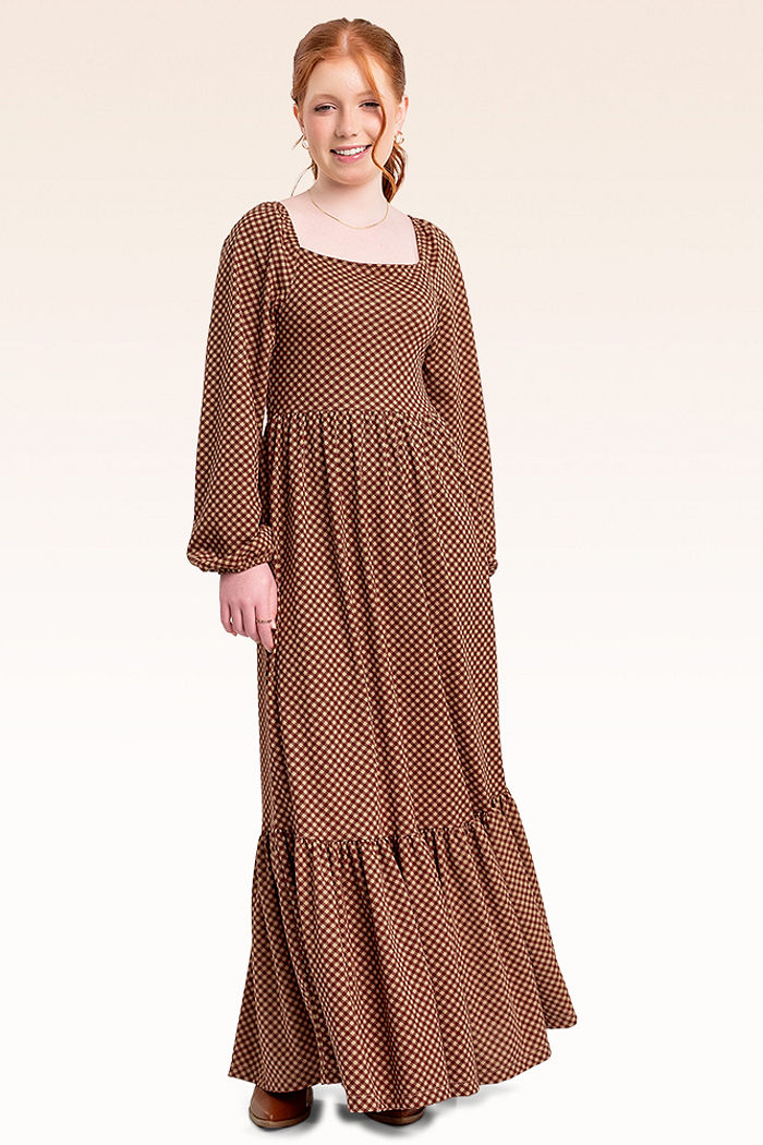 Vestido longo em malha favo