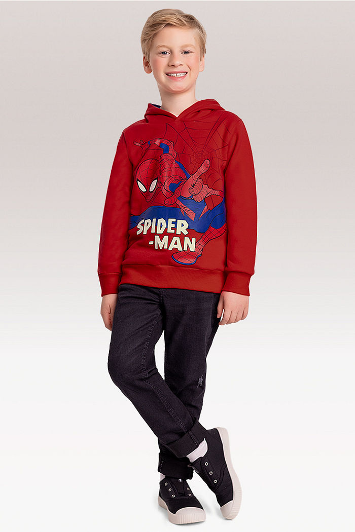 Blusão em moletom com capuz Spider-man