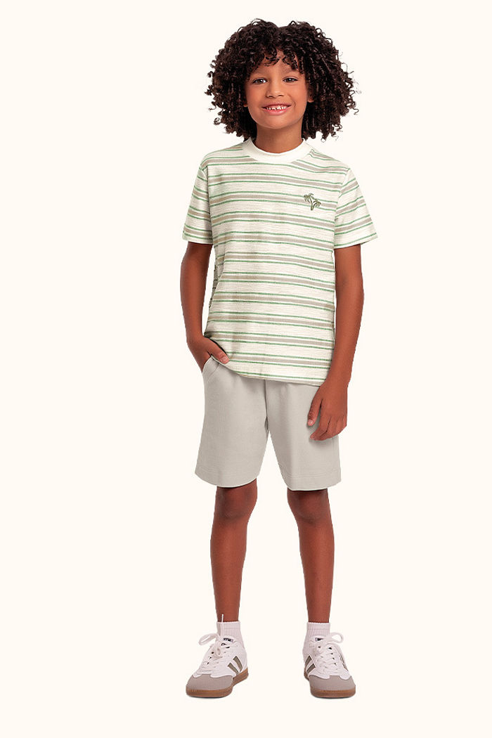 Camiseta em meia malha fio tinto flamê