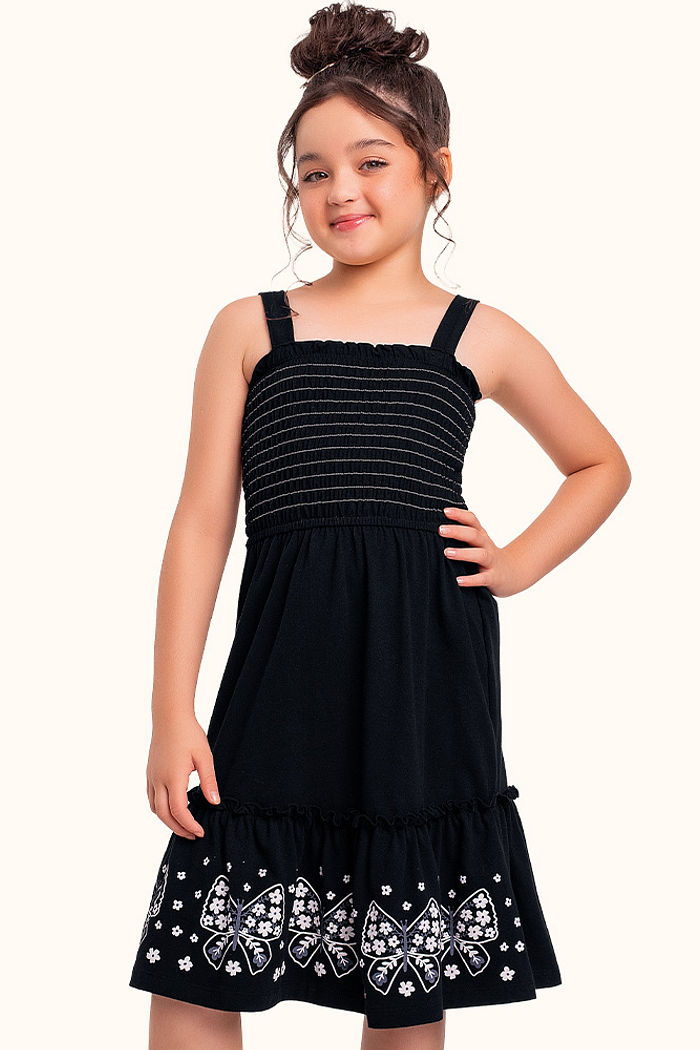 Vestido em cotton leve estampa borboleta
