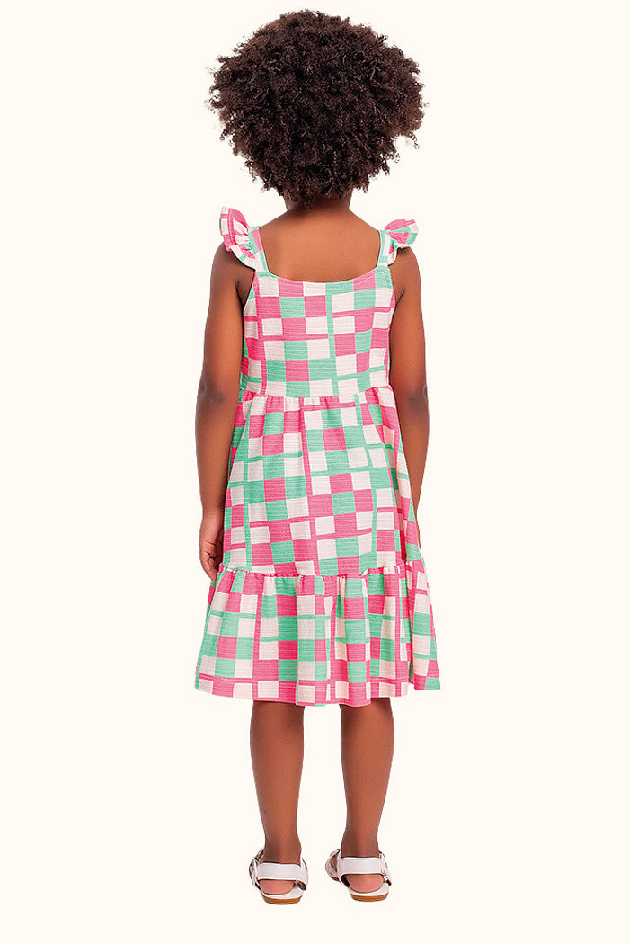 Vestido xadrez em malha florence de alcinha