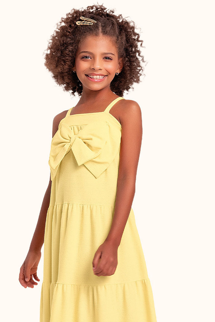 Vestido em malha florence de alcinha com laço