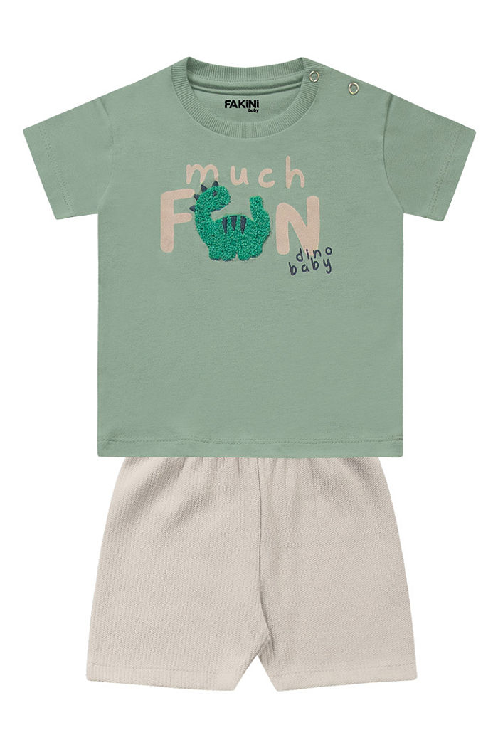 Conjunto camiseta e bermuda lotus dinossauro