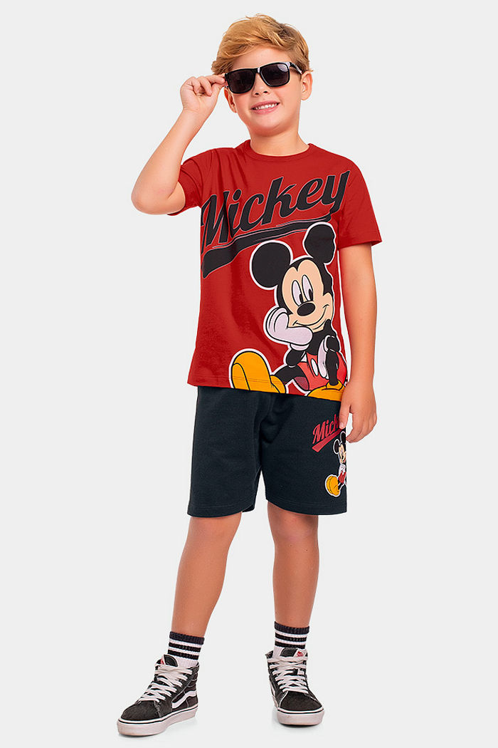 Conjunto infantil camiseta e bermuda Mickey