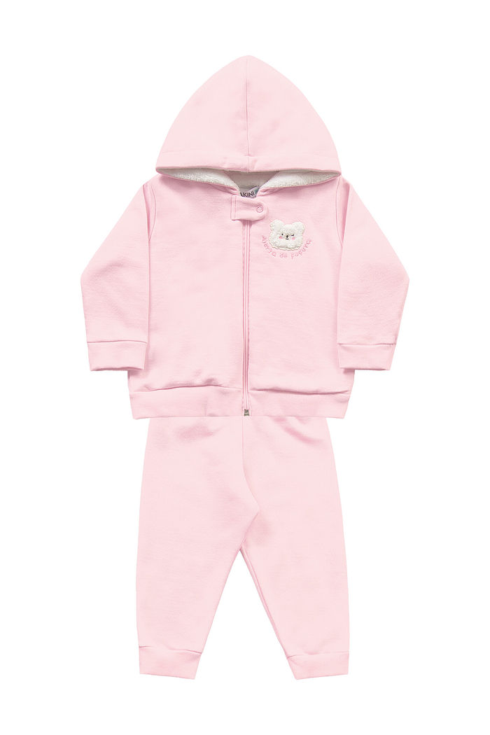 Conjunto jaqueta com capuz e calça