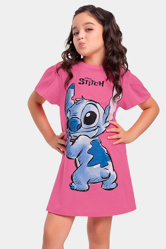 Vestido infantil menina Stitch meia malha