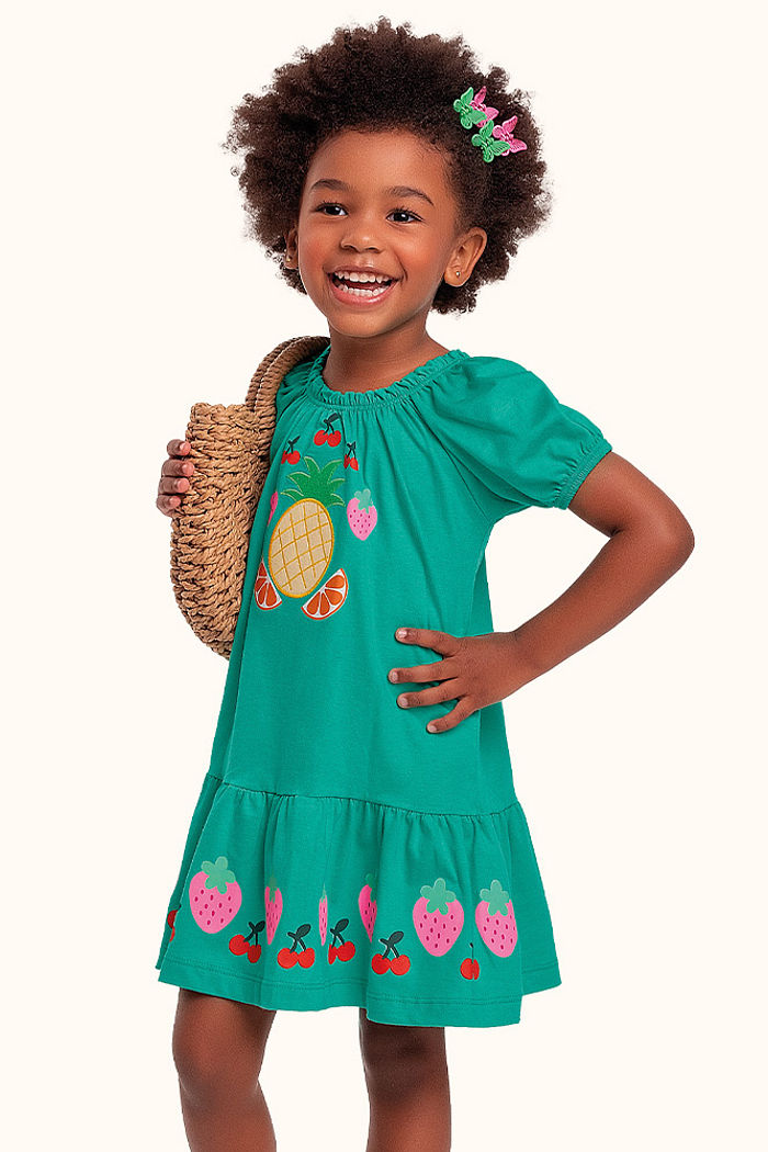 Vestido em meia malha com bordado