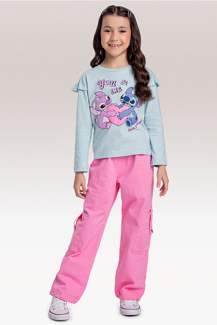 Blusa manga longa Lilo & Stitch