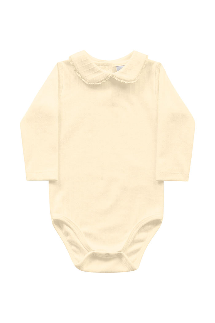 Body manga longa em malha pointelle 