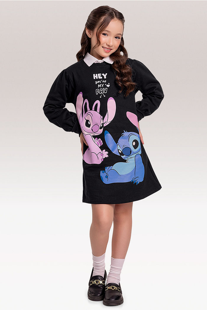 Vestido manga longa Lilo & Stitch