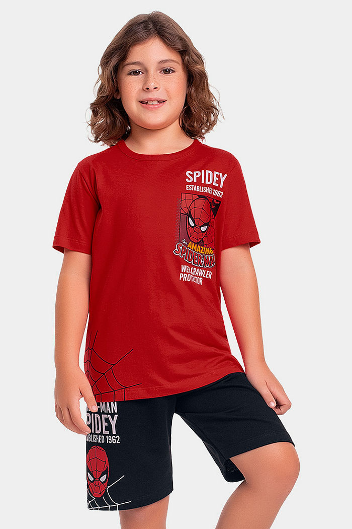 Conjunto infantil Homem Aranha camiseta e bermuda