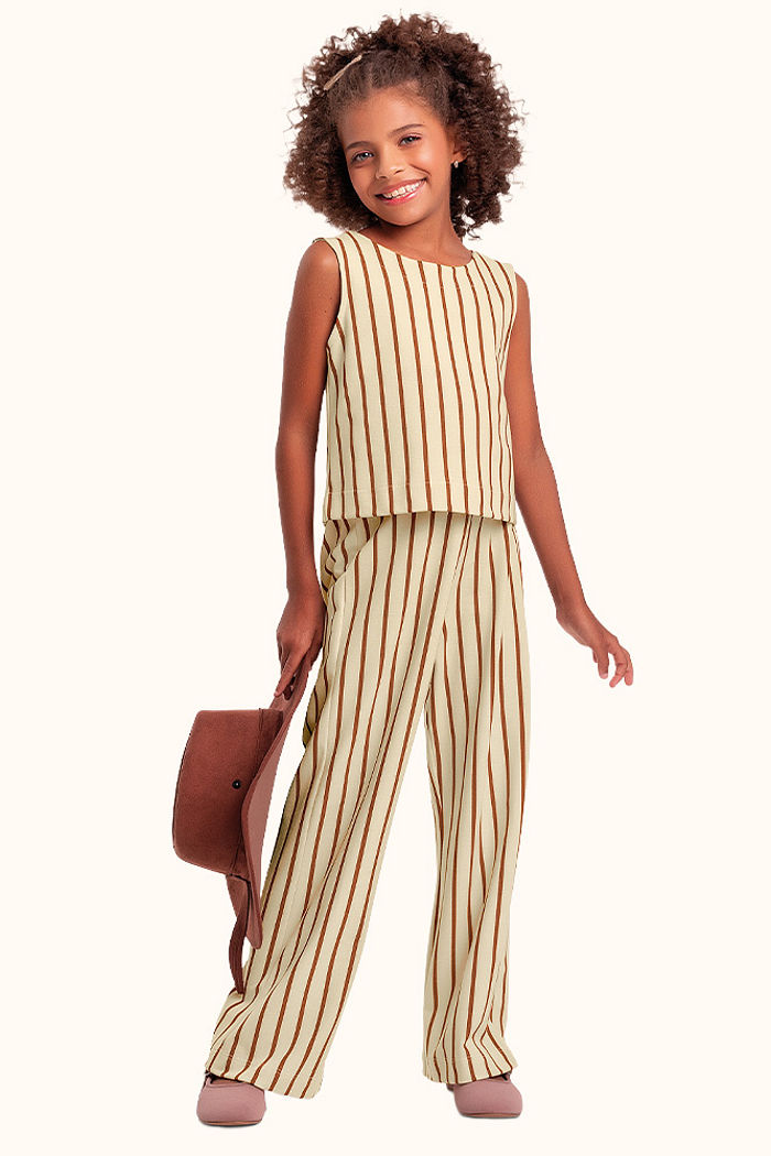 Conjunto cropped e calça wide em meia malha piquet