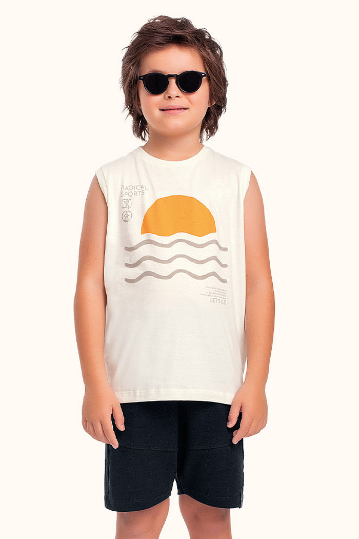 Conjunto regata em meia malha e bermuda em moletinho radical sports