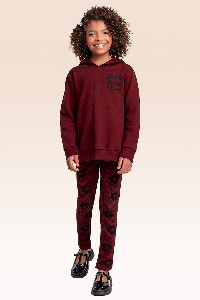 Conjunto blusão com capuz e legging