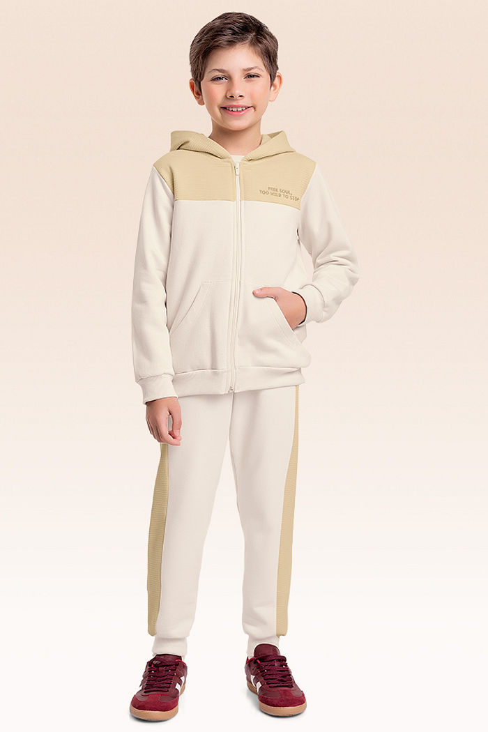 Conjunto jaqueta com capuz e calça