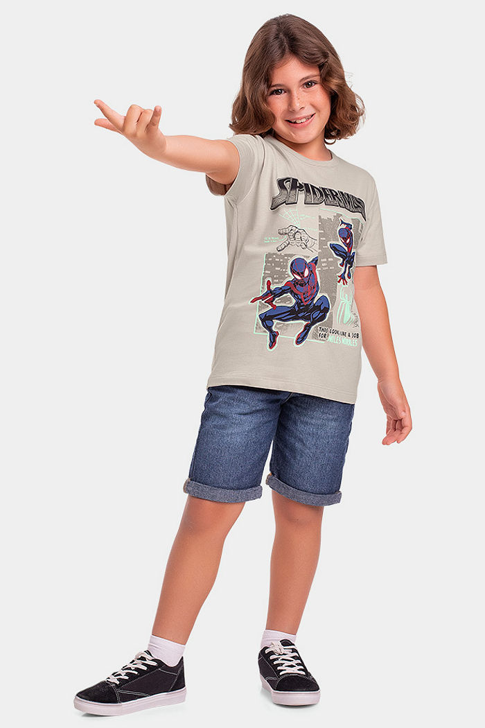 Camiseta manga curta infantil Spider-Man