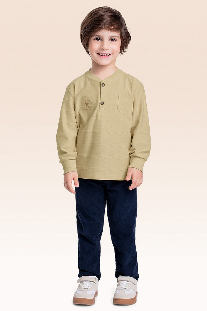 Camiseta manga longa em malha listras co