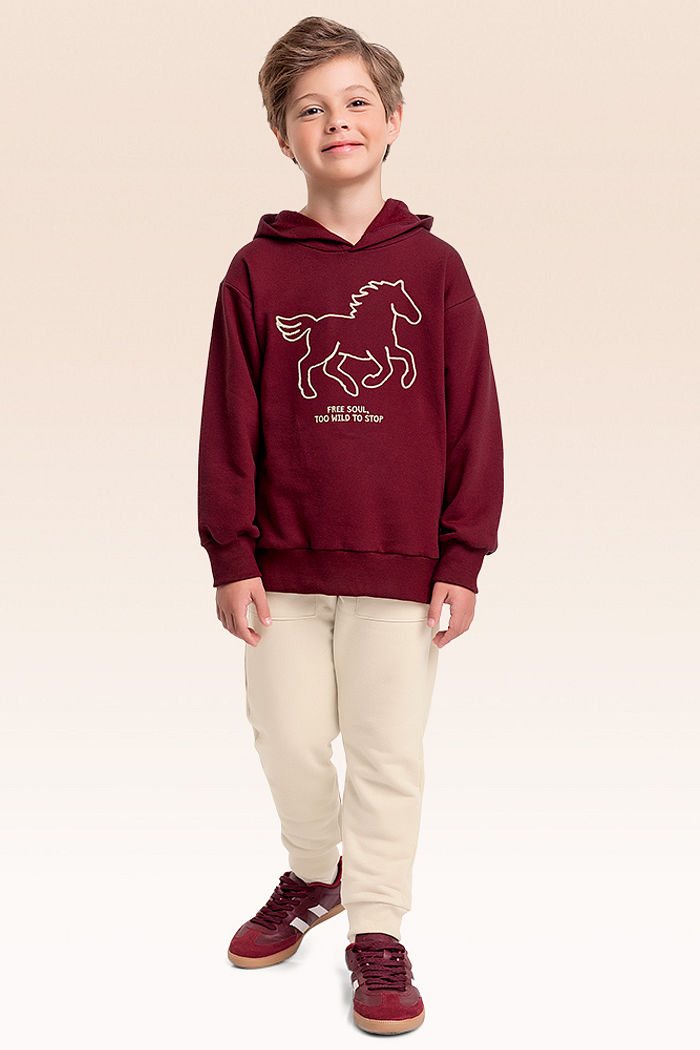 Conjunto blusão com capuz e calça