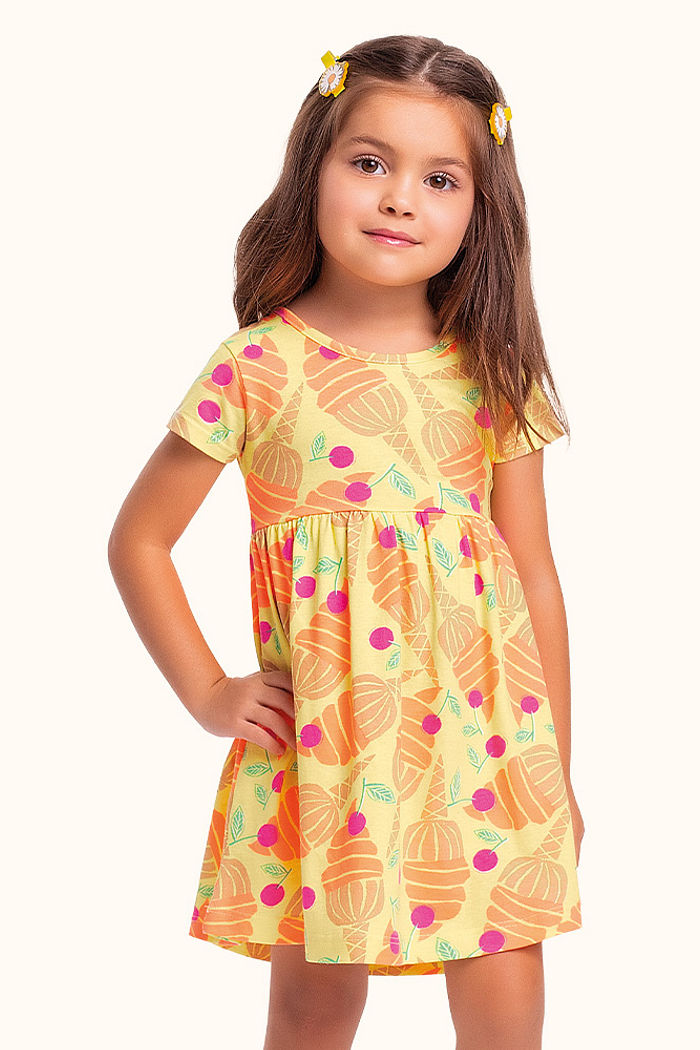 Vestido estampado sorvete meia malha