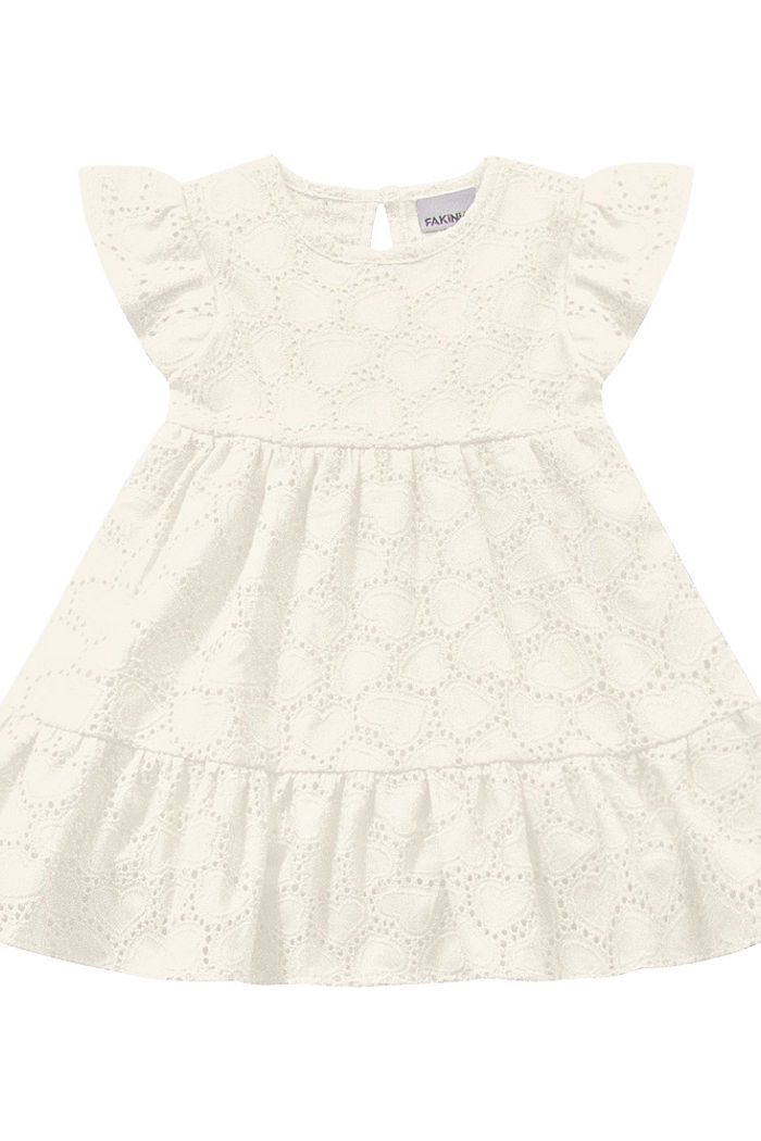 Vestido em laise com botão de pressão