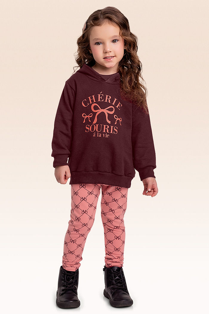 Conjunto blusão com capuz e legging