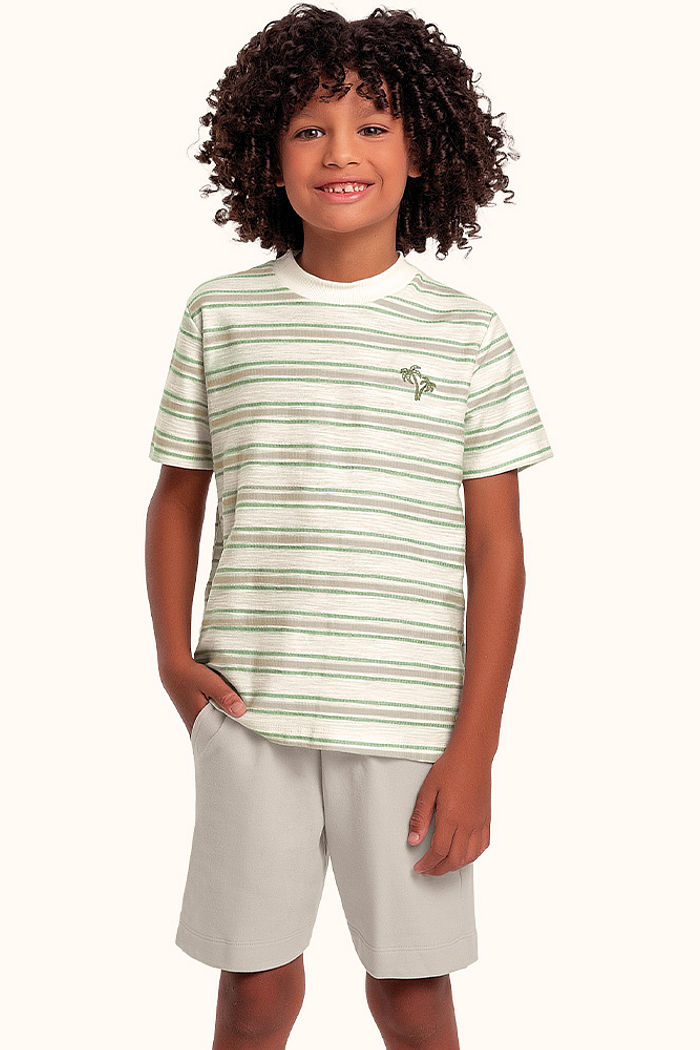 Camiseta em meia malha fio tinto flamê