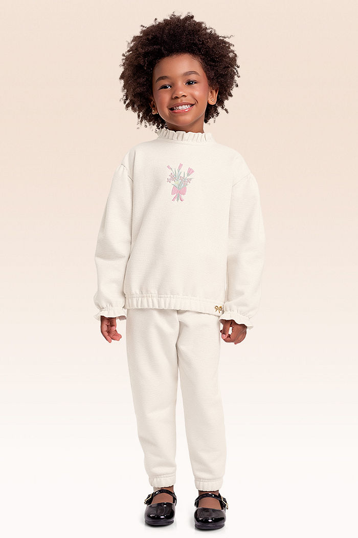 Conjunto blusão e calça em moletom lurex