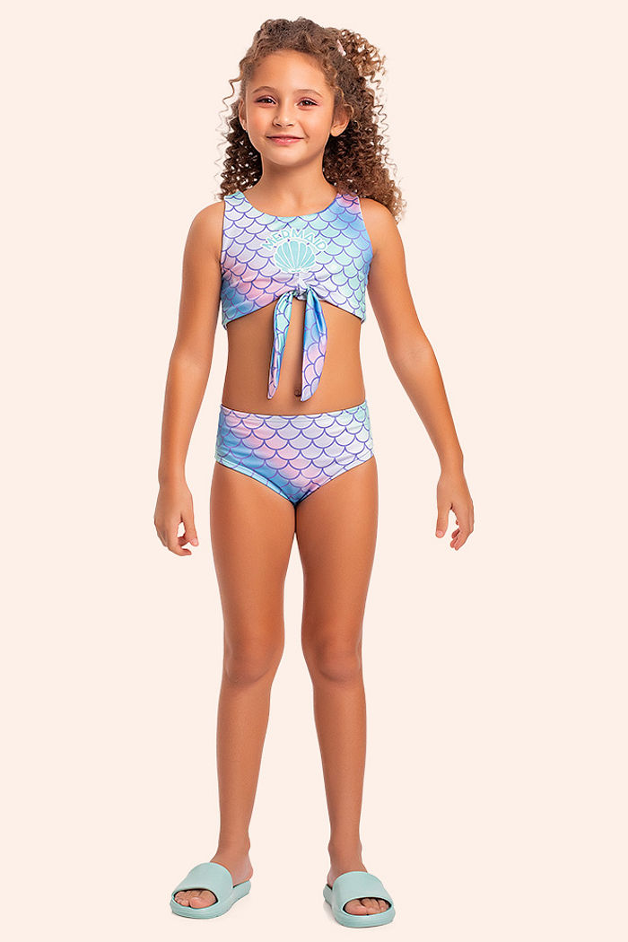 Conjunto biquini infantil sereia com estampa sublimada