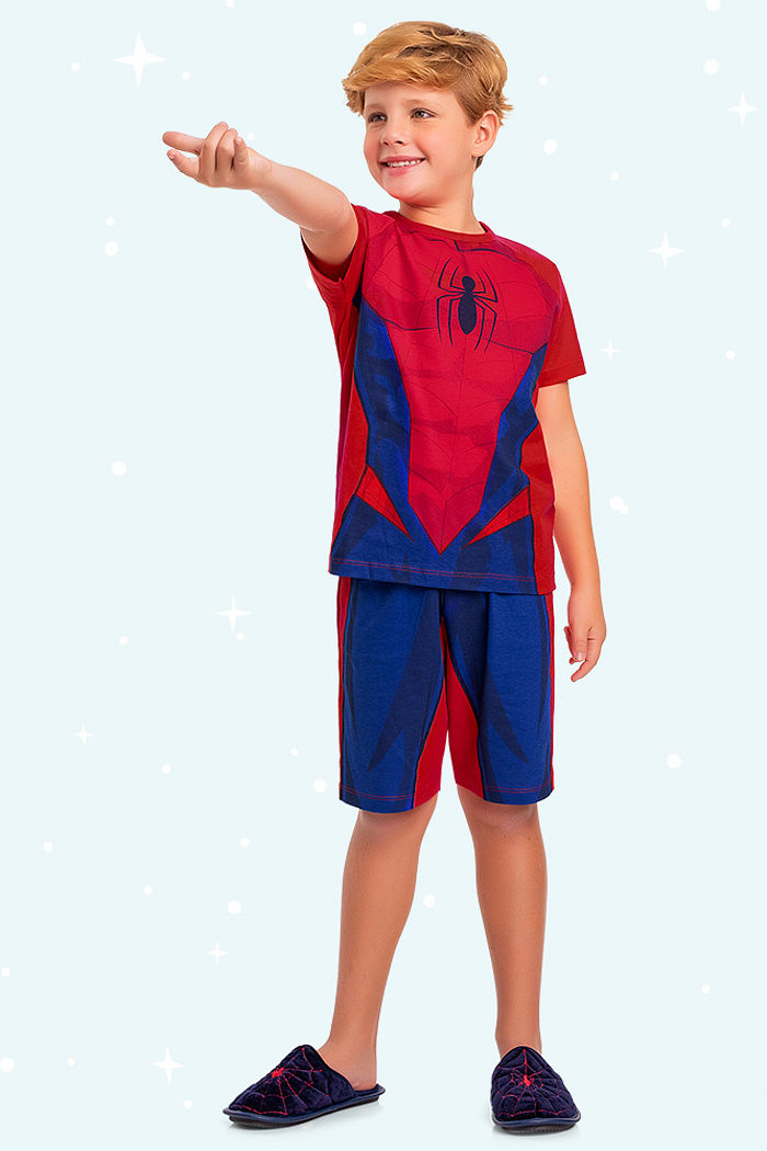 Conjunto pijama camiseta e bermuda Spider-Man