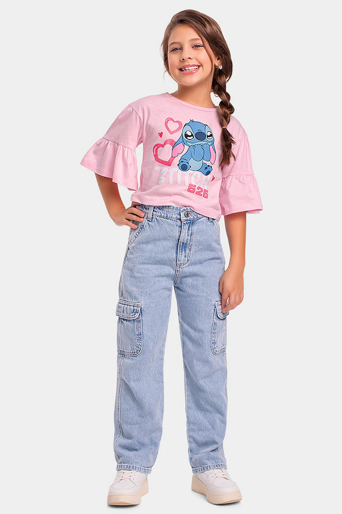 Blusa Lilo & Stitch com aplique em glitter