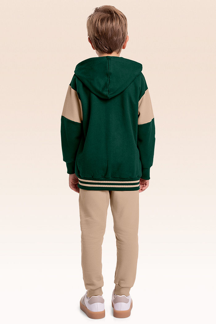 Conjunto jaqueta com capuz e calça