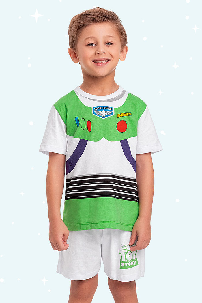 Conjunto pijama infantil camiseta e bermuda Toy Story