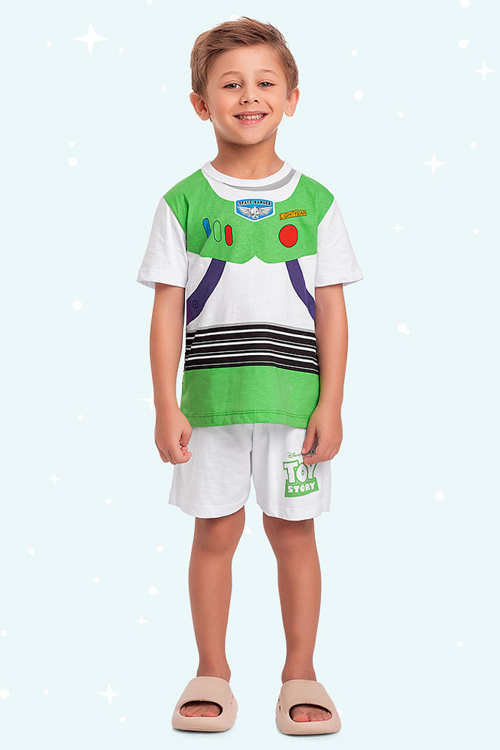 Conjunto pijama infantil camiseta e bermuda Toy Story
