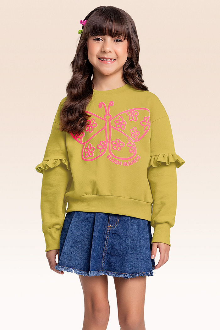 Blusão em moletom borboleta