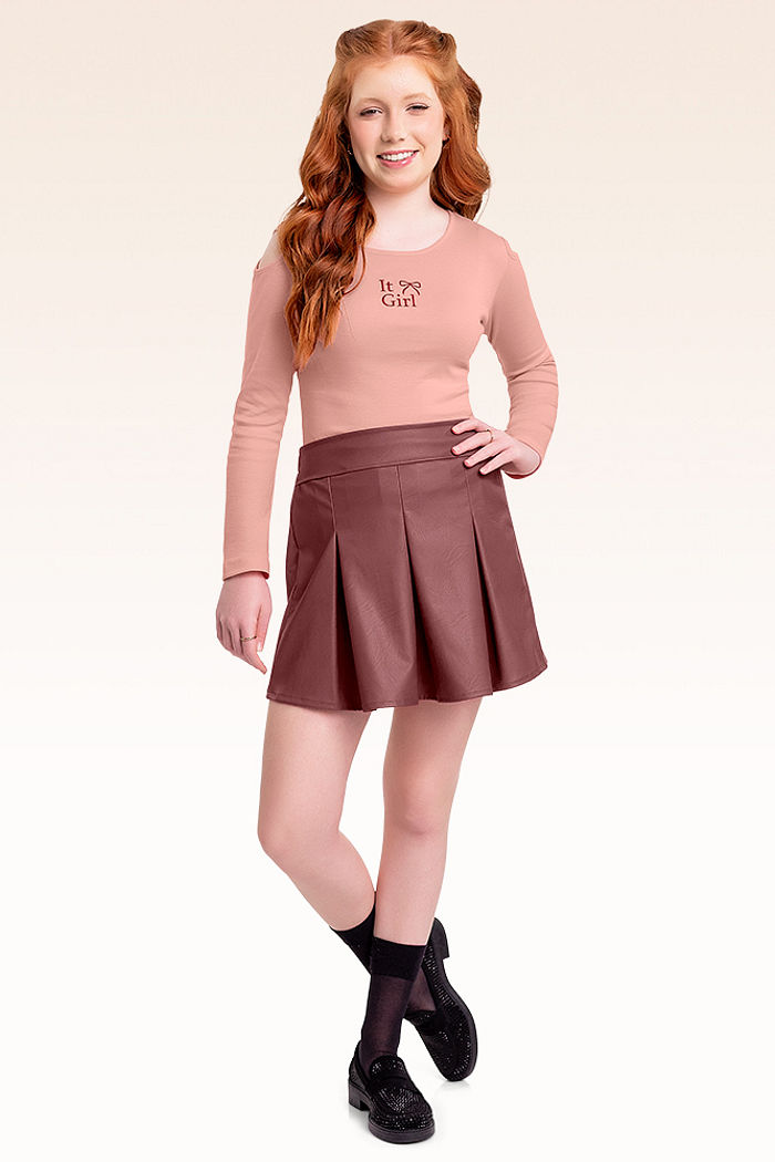 Conjunto blusa manga longa em cotton lev